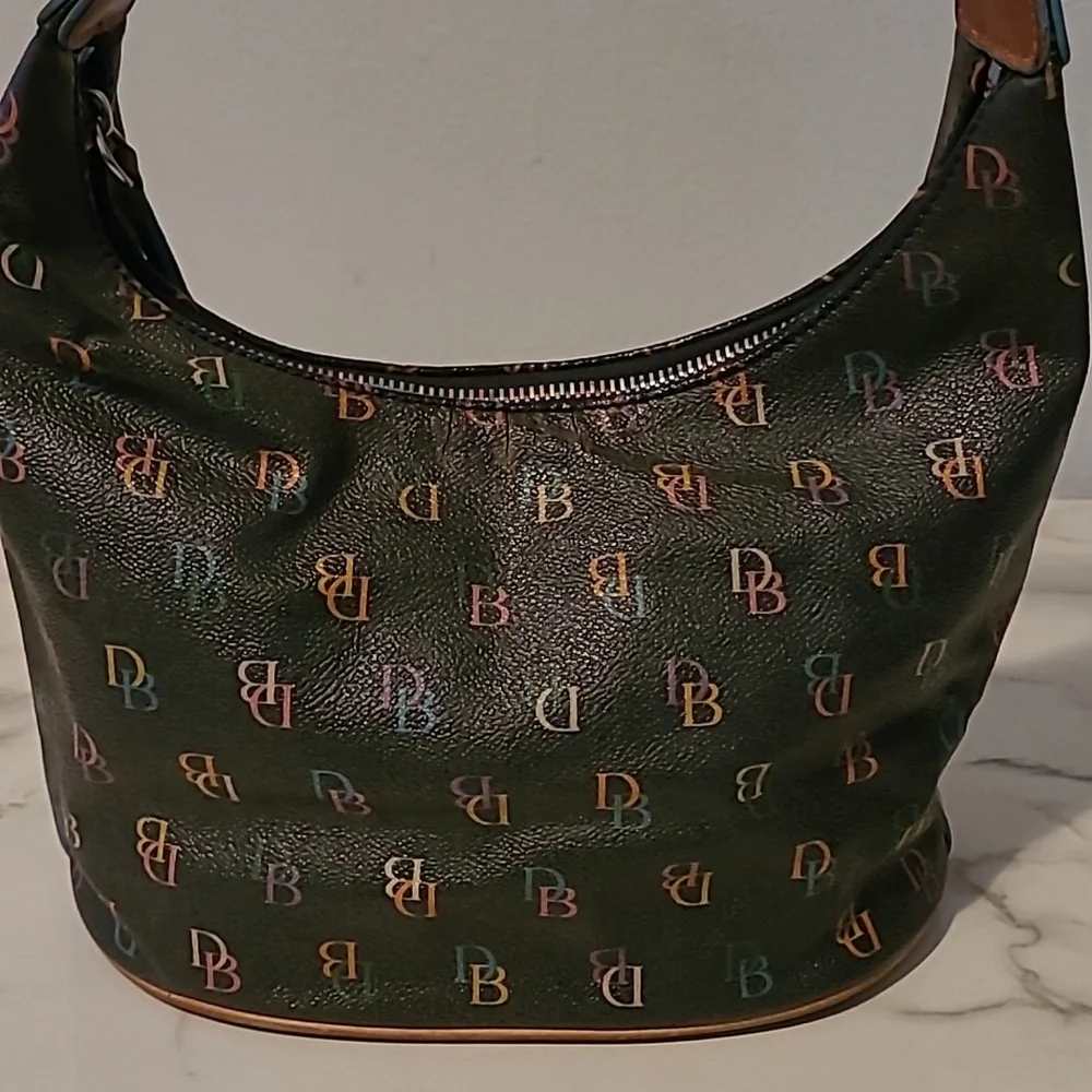 Vintage Dooney & Bourke Rainbow Monogram Logo Mini Hobo Bucket Bag Purse Y2K - Picture 4 of 16